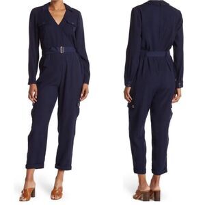 Ted Baker London Flan Belted Long Sleeve Utility Jumpsuit in Navy Size 2/ US 6